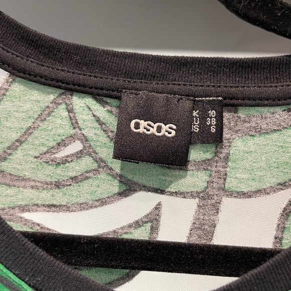 ASOS stunning sheer green black palm resort women’s Shirt Size Medium - Picture 6 of 7